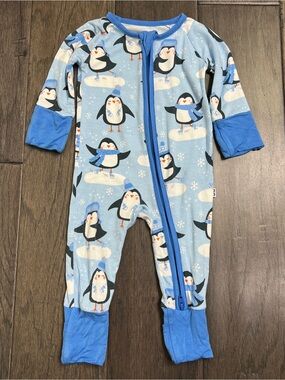 Little Sleepies Penguin Party Bamboo Zippy Newborn (Convertible Mittens & Feet)